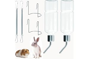 ZKFSIE 2 PCS Pet Water Bottle With Holder for Rabbits, Chinchillas, Guinea Pigs, Small Puppy, Kitten and Ferrets