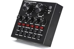 ANNADUE Scheda audio esterna audio V8, scheda audio di trasmissione live per computer Bluetooth, scheda di cambio voce ABS, con 112 tipi di elettroacustico, 18 tipi di effetti sonori, 6 modalità di effetto. (