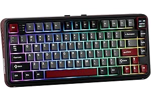 MechLands Vibe75 V2 75% Tastiera da gioco senza fili con modulo schermo, tastiera meccanica cremosa hot-swap con struttura di tenuta, BT5.0/2,4 GHz/USB-C, RGB, QWERTY (nero)