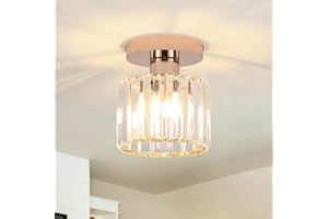 MRHYSWD Moderne Kronleuchter Kristall, 1-Flammig Deckenleuchte Gold Deckenlampe Kristall Mit Runden Schirm, Deckenlampe E27 Wohnzimmer Schlafzimmer KüChe Badezimmer Flur, Keine GlüHbirne