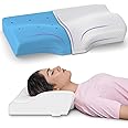 MY ARMOR Cool Gel Cervical Pillow for Neck Pain, Orthopedic Memory Foam Pillow for Sleeping Contour Pillow for Neck & Shoulder Pain, Regular Size - 18.5x11x3.5 Inches