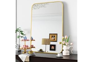Koonmi 96 x 66 cm väggspegel, rektangulär metallram, badrumsspegel, rund vinkel, väggspegel för badrum, vardagsrum, väggmonte