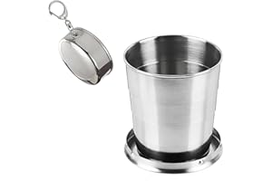 Doukesh 150ML Tazza Pieghevole in Acciaio Inossidabile Bicchiere Pieghevole Tazza Telescopica Coppa In Metallo Da Campeggio per Picnic Escursionismo (M)