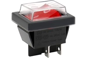 Heschen interruttore a bilancino ON-OFF DPST 4 morsetti rossi 16A 250VAC con copertura impermeabile