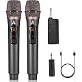 ALPOWL Microphone sans Fil, Microphone karaoké avec 192KHZ/24Bit, système de Micro Dynamique sans Fil Professionnel, récepteur Rechargeable pour Haut-Parleur, système de sonorisation (Black)