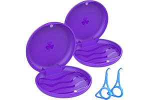 BVN Porta Apparecchio Denti, 2 Pezzi Porta Dentiera, con 2 Pezzi Strumenti di Rimozione Allineatore, Scatola per Protesi Dentale, Porta bite Dentale, Porta Protesi Dentale (Porpora)