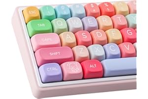 Tsungup MOA PBT Lot de 126 touches personnalisées en forme d'ours en gélatine arc-en-ciel compatible avec commutateurs Cherry Gateron MX pour claviers de jeu mécaniques ANSI