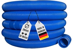 AquaOne Poolschlauch 38mm blau 30 Meter 1 1/2" Hochwertiger Pool Schlauch für Garten & Schwimmbad Solarschlauch Schwimmbadschlauch Saugschlauch Pumpenschlauch Flexibel Wasserschlauch