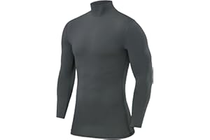 PowerLayer Camiseta Compresión Hombre y Niños - Camiseta Interior Térmica de Manga Larga y Cuello Alto para Hombre y Niños - Compression Shirt para Ciclismo Entrenamiento Gym Running Rugby