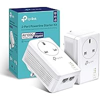 TP-Link TL-PA7027P KIT Passthrough Powerline Adapter Kit, 2-Port Gigabit WiFi Extender, Speed Up To 1000 Mbps, HD & 3D & 4K V
