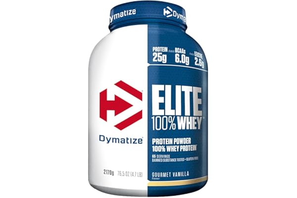 Dymatize Elite 100% Whey Gourmet Vanilla 2170g - Poudre à Hautes en Protéines et Faibles en Sucres + BCAA