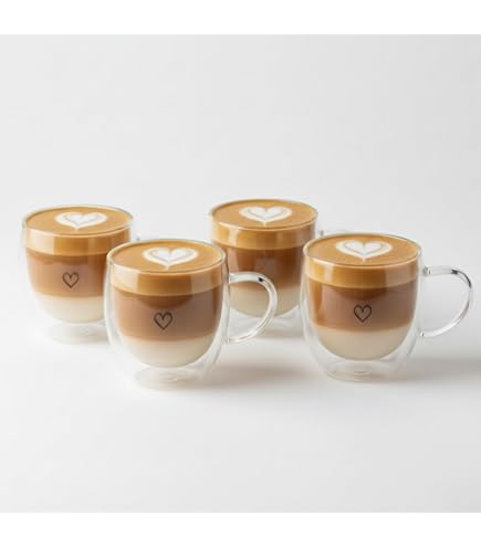2 Herzförmige Glas-Tassen Doppelwandig – 200 Ml, Mit Henkel, Für Kaffee & Tee, Spülmaschinenfest