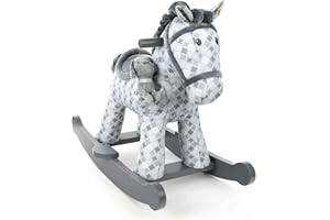 Little Bird Told Me - Harper & Chase Rocking Horse, Grey Ride On Horse Toy for 1 Year Olds and Toddlers, Soft Horse Toy with Wooden Rockers, Sensory Fabrics for little Girls & Boys