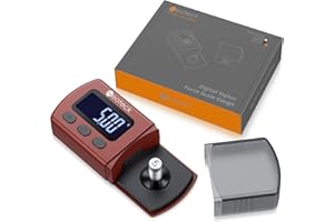 Neoteck Tester Scala Forza di Stilo per Giradischi Bilancia 0-5g con Display Invertito Misuratore della Forza di Tracciamento dello Stilo della Cartuccia Digitale con Retroilluminazione LCD - Rosso