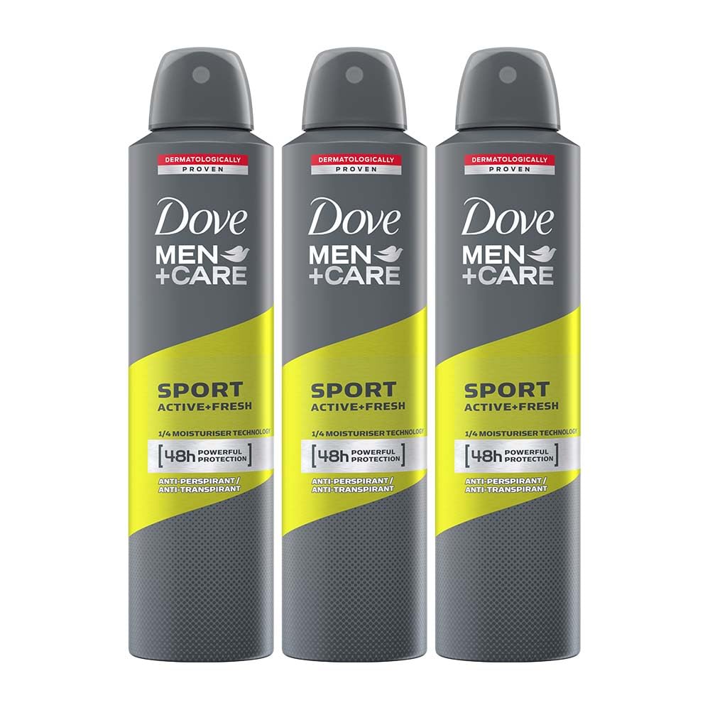 Dove Men+Care Sport Active+ Fresh Dry Spray Antiperspirant Deodorant, Up To 48 hrs Protection From Sweat & Odour, Dermatologi