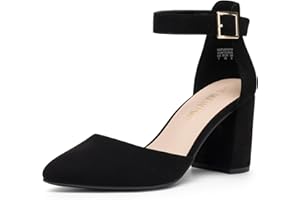 DREAM PAIRS Décolleté da Donna con Tacco Grosso e Punta Scarpe Eleganti con Cinturino alla Caviglia da Sposa e Festa