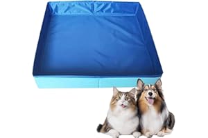 Hundepool, Planschbecken Faltbare für Hunde & Katzen, 50x50x10 cm Eckig Katzenpool, Hundebadewanne, Planschbecken ohne Aufblasen für Haustiere, Klappbar Schwimmbecken für Kleine Hunde & Katzen (A)