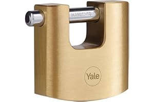 Yale Lucchetto rettangolare in ottone di alta sicurezza Y114B/50/111/1, corpo 50mm, gancio in acciaio indurito, 3 chiavi