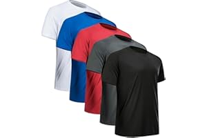 miijoory Mens Gym Shirts Quick Dry Performance Plain Workout Tops Short Sleeve Sports Running T Shirt Multipack