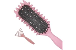 JOIYHY Spazzola per Capelli Curva, Curly Hair Brush，Spazzola for capelli Bounce, Spazzola Districante per Capelli Professionale per Ogni Tipo di Capelli (Rosa)