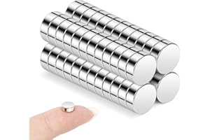 Wzone Małe magnesy o wymiarach 8 mm x 3 mm, 50 sztuk, bardzo mocne, okrągłe, na lodówkę, mini magnesy na tablicę magnetyczną, rzemiosło, do domu, biura, zdjęć, map i "zrób to sam"