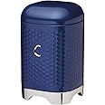 KitchenCraft Lovello Textured Coffee Canister with Geometric Hexagon Pattern, 11 x 11 x 19 cm (4.5" x 4.5" x 7.5") - Midnight Navy