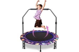 ‎FORROBY Trampolin für Kinder, 36" Mini Kindertrampolin mit Verstellbarer Griff, Kindertrampolin mit gepolsterter Sicherheitsabdeckung, Rebounder-Trampolin für Sprungsportarten im Innen oder Außenbereich(Lila)