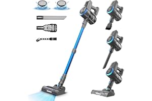 YISORA Aspiradora sin Cable, 25Kpa/50min Aspirador Escoba Sin Cable Potente, aspirador ultraligero sin cable, aspirador de mano, Aspirador Inalámbrico Adecuada para pelo de mascotas, alfombras y suelos duros