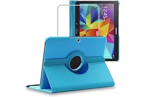 ebestStar - Coque pour Samsung Galaxy Tab 4 10.1 SM-T530, T533 T531 T535, Etui Rotatif 360, Housse Protection PU Cuir, Bleu + Verre Trempé
