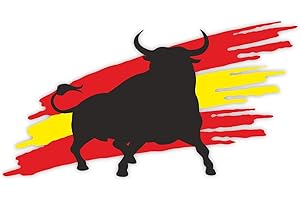 EASYDRUCK24DE 1 Pegatina Bandera Toro I 20 x 10,5 cm Grande I el Toro I Pegatina Coche I Autocaravana portátil I España España Toro I UV y Resistente a la Intemperie I kfz263