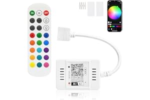 SUBOSI Mini kontroler taśmy LED RGB z Alexa, sterowany wi-fi/aplikacją, pilot zdalnego sterowania z systemem Android i iOS 5V-28V do wszystkich taśm LED 3528 5050 2835