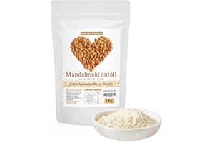 ‎MEERBACH & ROSE Mandelmehl entölt, 1kg echtes Mandelmehl aus spanischen Mandeln zum Backen, vegan und glutenfrei, 1kg proteinreiches Almond Flour