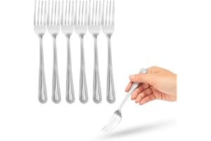 RAXINT Pack 6 Tenedores de Postre de Acero Inoxidable 16 x 2,5 cm, Juego de Cubiertos para Postre con Acabado Brillante, Set de Mini Tenedores con Diseño Original