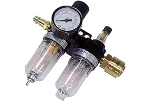 Ruolin Regolatore Filtro Compressore D'Aria, 1/4" Pressione Aria Separatore Acqua Riduttore di Pressione per Compressore Pneumatico Componenti, Separatore D'Acqua-Olio