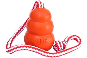 KONG Aqua Floating Fetch Toy - For Water Retrieval, Play & Exercise - With Foam Interior & Rope for Throwing - For Large Dogs, Orange
