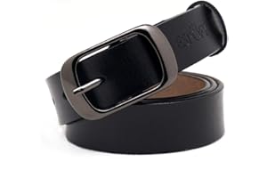 ESPOFY Cinturón de mujer Cinturón de cuero con hebilla de aleación de un solo diente Rojo Negro Marrón