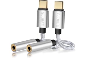 GLUBEE Adapter Słuchawkowy USB C Aux, Adapter Audio USB C na Jack 3.5, Kompatybilny z iPhone 15 Samsung S24 S23 Ultra S20 FE S21+ S20 Ultra Z Flip 3 Z Fold 3 Nord 2 8T Pixel 8/7/6 Pro 5