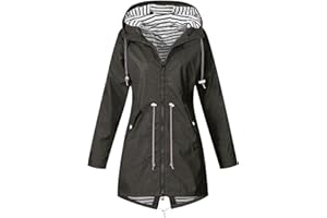 HAOLEI VêTements ImperméAbles Femme Veste Coupe-Vent Avec Poches Et Doublure ZippéE Manteau Coupe-Vent De Couleur Unie ImperméAbles Pour Femmes Veste De Pluie Pour Femme Vestes De ExtéRieur Blazer