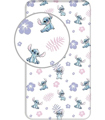 DELLIOP Set copripiumino 3 pezzi motivo stampato Lilo & Stitch con cerniera e 2 federe assortite 50 x 75 | Set biancheria da letto per ragazze e adolescenti | cotone (bianco 2