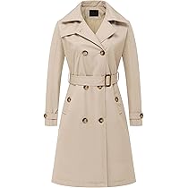 Buy Chrisuno Women's Double Breasted Long Trench Coats Mid-Length