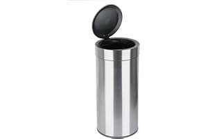 Ribelli Poubelle en acier inoxydable - Avec capteur - Ouverture et fermeture automatiques - Seau intérieur pour sacs poubelle - Couvercle amovible - Avec indicateur de fonction LED - Gris mat