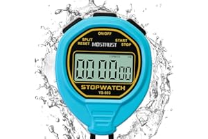 MOSTRUST Digital Waterproof Stopwatch, No Bells, No Clock, No Countdown, Simple Basic Operation, Large Display Silent Stopwatch with ON/OFF for Swimming Running Kids Coaches Referees Teachers (Blue)