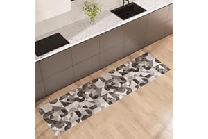 NARCISO Tappeto Cucina Antiscivolo Lavabile 100% Vinile Gommato Antimacchia, Passatoia Cucina Antiscivolo Lavabile, Tappeti Runner Disponibili in Varie Metrature (Circle Grigio, 52x100cm)