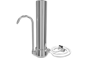 GEYSER WATER FILTERS Geyser Aqua - Filtre à eau pour robinet et comptoir, filtre domestique, purificateur d'eau, acier inoxydable 304 de qualité alimentaire