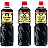 Kikkoman Salsa di soia 1 litro (confezione da 3 bottiglie)