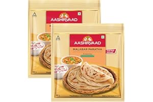 VEENAS Aashirvaad Malabar Paratha | 400G | Flat Bread Dish | Breakfast Food | Ready to Eat | 100% Fresh | Indian Origin (Pack of 2)