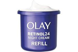 Olay Retinol 24 Night Cream Face Moisturiser REFILL, Skincare with Antioxidant Vitamin E, Overnight Anti Ageing Skin Care: Smooths, Renews and Hydrates, 50ml