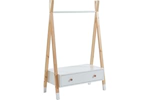 BAÏTA Portante TIPI, blanco y madera, 80 cm