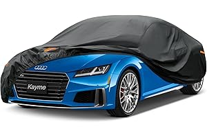 Kayme Bâche Voiture Étanche Respirante, 7 Couches Housse de Protection Coupé Extérieur Contre Pluie Soleil Poussière, Compatible avec Audi TT, SLK, MX-5, 207CC, BMW Z3, Tigra etc. Jusqu'à 420 cm.