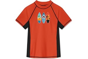 BesserBay Boy's Crew Neck Short Sleeve Rash Guard Shirt UPF 50+ Swimsuit Vest 5-14 Years